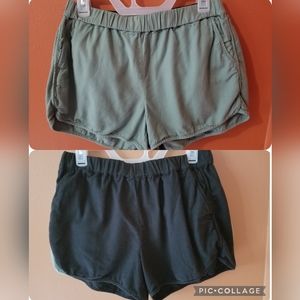 Two Madewell Pull-On Shorts Size M Black & Olive Preowned